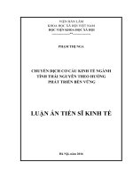 Chuyển dịch cơ cấu kinh tế ngành tỉnh Thái Nguyên theo hướng phát triển bền vững