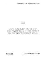LÝ LUẬN GIÁ TRỊ của CHỦ NGHĨA mác   lê NIN  ý NGHĨA THỰC TIỄN của vấn đề NGHIÊN cứu đối với PHÁT TRIỂN THỊ TRƯỜNG XĂNG dầu ở VN 