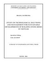 Study on technological solutions and management for sustainable developments of building stone mines in vietnam