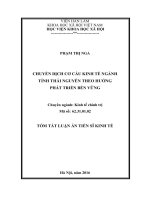 Chuyển dịch cơ cấu kinh tế ngành tỉnh Thái Nguyên theo hướng phát triển bền vững