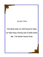 Giải pháp nâng cao chất lượng tín dụng tại Ngân hàng Thương mại cổ phần Quân đội - Chi nhánh Thanh Xuân