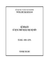 KẾ HOẠCH sử DỤNG THIẾT bị dạy học tổ hóa   sinh   kĩ thuật  thpt