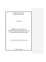Nghiên cứu các nhân tố ảnh hưởng đến hoạt động cho vay của quỹ khuyến nông hà nội 