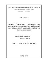 Nghiên cứu chế tạp và tính chất vật liệu cao su nanocompozit trên cơ sở một số cao su và blend của chúng với ống nano cacbon tt 