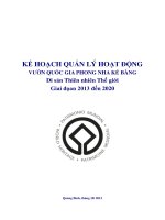 KẾ HOẠCH QUẢN LÝ HOẠT ĐỘNG VƯỜN QUỐC GIA PHONG NHA KẺ BÀNG