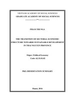 THE TRANSITION OF SECTORAL ECONOMIC STRUCTURE TOWARDS SUSTAINABLE DEVELOPMENT IN THAI NGUYEN PROVINCE