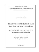 Truyền thông về mất cân bằng giới tính khi sinh trên báo in ( khảo sát báo gia đình và xã hội, phụ nữ việt nam và phụ nữ thủ đô từ tháng 6 2012   tháng 6 2014) 