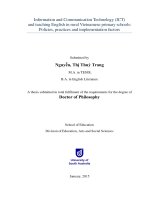 Information and communication technology (ICT) and teaching english in rural vietnamese primary schools policies, pratices and implementation factors