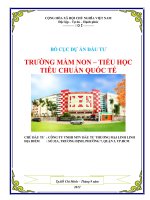 DỰ án đầu tư TRƯỜNG mầm NON – TIỂU học TIÊU CHUẨN QUỐC tế 