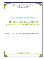 Dự án đầu tư nhà máy chế tạo thiết bị sản xuất gạch không nung