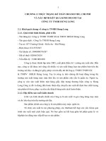 THỰC TRẠNG kế TOÁN DOANH THU, CHI PHÍ và xác ĐỊNH kết QUẢ KINH DOANH tại CÔNG TY TNHH HƯNG LONG 