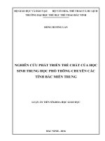 Nghiên cứu phát triển thể chất của học sinh trung học phổ thông chuyên các tỉnh Bắc miền Trung