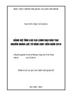 ĐẢNG BỘ LÀO CAI LÃNH ĐẠO ĐÀO TẠO NGUỒN NHÂN LỰC TỪ NĂM 2001 ĐẾN NĂM 2010