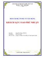 BÁO cáo dự án đầu tư xây DỰNG KHÁCH sạn 3 SAO PHÚ NHUẬN 
