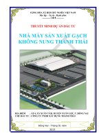 Dự án đầu tư nhà máy sản xuất gạch không nung THANH THÁI