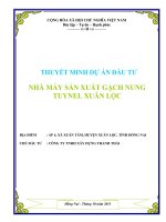 DỰ án đầu tư NHÀ máy sản XUẤT GẠCH NUNG TUYNEL XUÂN lộc 