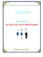 DỰ án đầu tư XƯỞNG sản XUẤT ĐỒNG PHỤC 