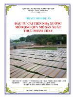 Dự án đầu tư cải tiến nhà xưởng mở rộng quy mô sản xuất thực phẩm chay