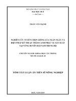 NGHIÊN CỨU TUYỂN CHỌN GIỐNG LÚA NGẮN NGÀY VÀ BIỆN PHÁP KỸ THUẬT THÂM CANH PHỤC VỤ SẢN XUẤT TẠI VÙNG DUYÊN HẢI NAM TRUNG BỘ