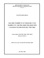 DẠY HỌC NGHIỆP VỤ SƯ PHẠM DỰA VÀO NGHIÊN CỨU TRƯỜNG HỢP CHO SINH VIÊN CAO ĐẲNG NGÀNH GIÁO DỤC TIỂU HỌC