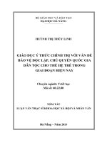 Giáo dục ý thức chính trị với vấn đề bảo vệ độc lập, chủ quyền Quốc gia dân tộc cho thế hệ trẻ trong giai đoạn hiện nay