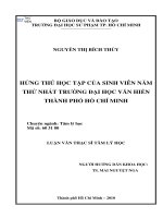 HỨNG THÚ học tập của SINH VIÊN năm THỨ NHẤT TRƯỜNG đại học văn HIẾN THÀNH PHỐ hồ CHÍ MINH