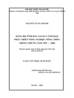 Đảng bộ tỉnh bắc giang lãnh đạo phát triển nông nghiệp, nông thôn trong những năm 1997   2006