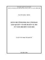 Đảng bộ tỉnh đắklắc lãnh đạo giải quyết vấn đề di dân tự do từ năm 2004 đến năm 2010
