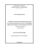 Nghiên cứu một số đặc điểm sinh thái học của loài râu hùm hoa tía (tacca chantrieri andre, 1901) ở trạm đa dạng sinh học mê linh
