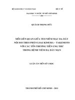Mối liên quan giữa teo niêm mạc dạ dày nội soi theo phân loại kimura   takemoto với các tổn thương tiền ung thư trong bệnh viêm dạ dày mạn