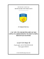 Các yếu tố ảnh hưởng đến sự hài lòng của khách hàng về chất lượng khách sạn kaiteki
