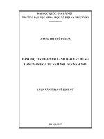 Đảng bộ tỉnh hà nam lãnh đạo xây dựng làng văn hóa từ năm 2001 đến năm 2011