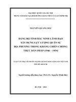 Đảng bộ tỉnh bắc ninh lãnh đạo xây dựng lực lượng quân sự địa phương trong kháng chiến chống thực dân pháp (1946 1954)