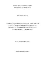 Nghiên cứu quy trình tách chiết, tổng hợp dẫn xuất và xác định tính chất, hoạt tính của tinh dầu và curcumin từ cây nghệ vàng (curcuma long l ) bình dương