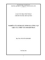 NGHIÊN CỨU ĐÁNH GIÁ TÍNH GIA CÔNG VẬT LIỆU CỦA THÉP SUS 304 KHI PHAY