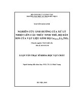 Nghiên cứu ảnh hưởng của xử lý nhiệt lên cấu trúc tinh thể, độ dẫn ion của vật liệu gốm họ la(23) xli3xtio3