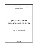Đảng lãnh đạo xây dựng và phát triển nền văn hoá việt nam trong những năm đổi mới (1986   2001) 