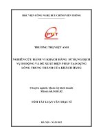 NGHIÊN CỨU HÀNH VI KHÁCH HÀNG SỬ DỤNG DỊCH VỤ DI ĐỘNG VÀ ĐỀ XUẤT BIỆN PHÁP TẠO DỰNG LÒNG TRUNG THÀNH CỦA KHÁCH HÀNG