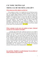 cac topic thuong gap trong cac de thi tieng anh lop 9