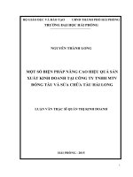 MỘT số BIỆN PHÁP NÂNG CAO HIỆU QUẢ sản XUẤT KINH DOANH tại CÔNG TY TNHH MTV ĐÓNG tàu và sửa CHỮA tàu hải LONG 