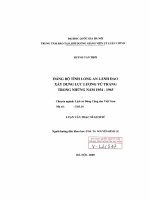 Đảng bộ tỉnh long an lãnh đạo xây dựng lực lượng vũ trang trong những năm 1954 1965