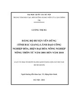 Đảng bộ huyện yên dũng (tỉnh bắc giang) lãnh đạo công nghiệp hóa, hiện đại hóa nông nghiệp nông thôn từ năm 2001 đến năm 2010