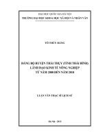 Đảng bộ huyện thái thụy (tỉnh thái bình) lãnh đạo kinh tế nông nghiệp từ năm 2000 đến năm 2010