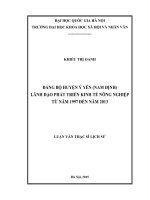 Đảng bộ huyện ý yên ( nam định) lãnh đạo phát triển kinh tế nông nghiệp từ năm 1997 đến năm 2013