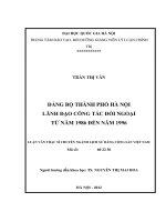 Đảng bộ thành phố hà nội lãnh đạo công tác đối ngoại từ năm 1986 đến năm 1996