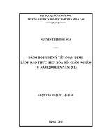 Đảng bộ huyện ý yên ( nam định) lãnh đạo thực hiện xóa đói giảm nghèo từ năm 2000 đến năm 2013