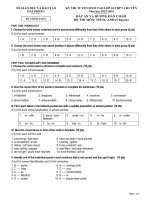 đáp án đề thi tiếng anh chuyên trần phú tỉnh hải phòng 2015-2016