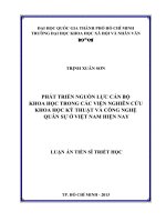 Phát triển nguồn lực cán bộ khoa học trong các viện nghiên cứu khoa học kỹ thuật và công nghệ quân sự ở việt nam hiện nay