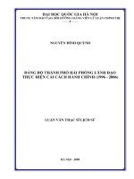 Đảng bộ thành phố hải phòng lãnh đạo thực hiện cải cách hành chính (1996   2006)