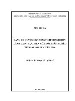 Đảng bộ huyện nga sơn (tỉnh thanh hóa) lãnh đạo thực hiện xóa đói giảm nghèo từ năm 2000 đến năm 2010